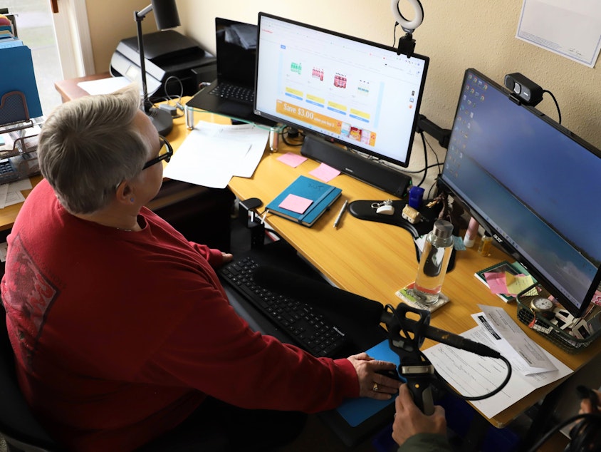caption: Penny Maibie turned to online grocery shopping at the start of the pandemic and has preferred it ever since.