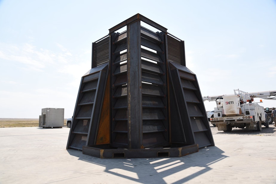caption: The Idaho National Laboratory says its “armored transformer barrier system” can protect substations from threats including high-powered rifles and vehicles laden with explosives.