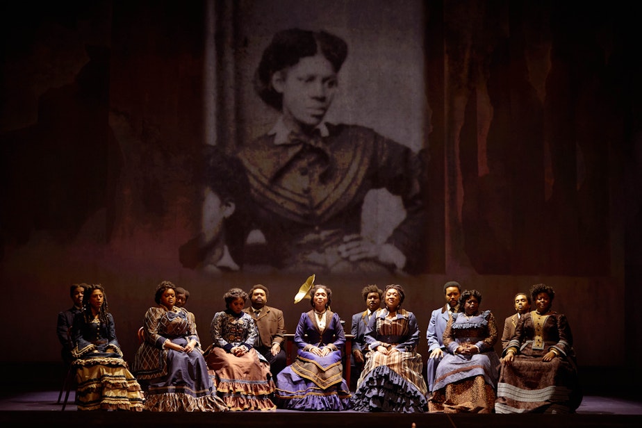 caption: The cast of "Jubilee" at Seattle Opera.