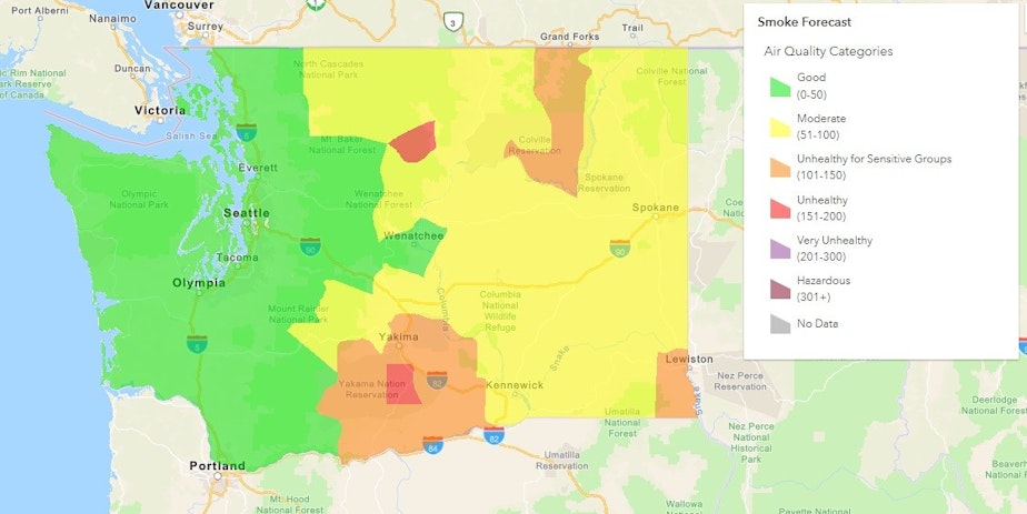caption: Washington state's new air quality map.
