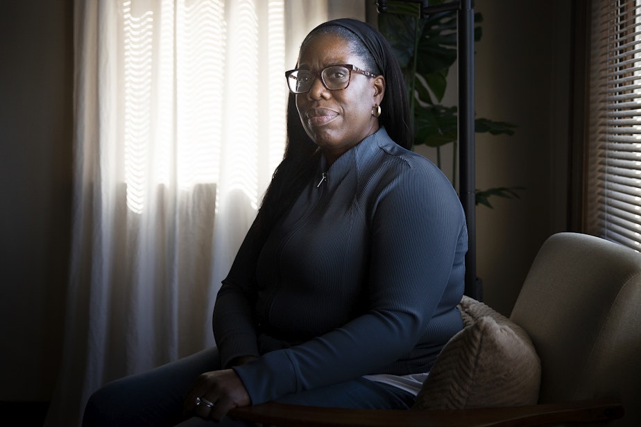 caption: Chanin Kelly-Rae is portrayed at her home on Friday, May 26, 2023, in Seattle.