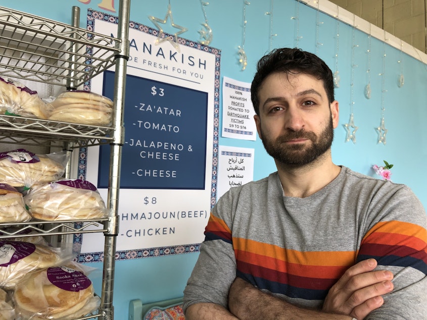 caption: Nechirvan Zebari, owner of Alida's Bakery in Everett, specializes in Middle Eastern breads.
