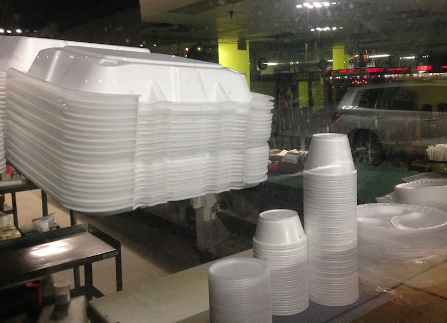 caption: Washington state lawmakers voted to ban styrofoam (polystyrene foam) in 2021. The ban came in two phases that kicked in June 2023 and June 2024.