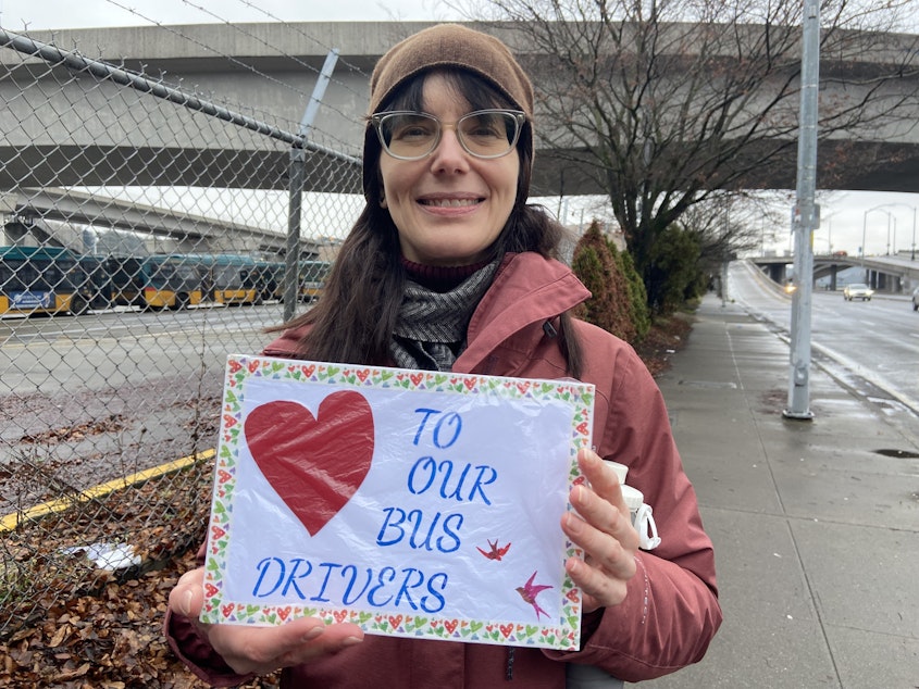 caption: Shawn Hayenga took time off of work to attend Shawn Yim's memorial. A metro rider, she says it's time for public officials to hear drivers' demands about safety concerns.