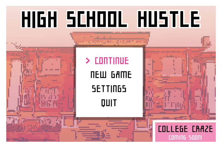 caption: The loading screen of "High School Hustle," the (fictional) video game. Can you level up without breaking down?